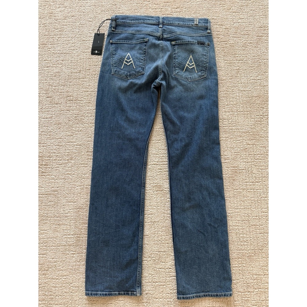 $248 7 FOR ALL MANKIND Womens A Pocket Jeans Sz 31 NWT Straight Med Wash Y2K